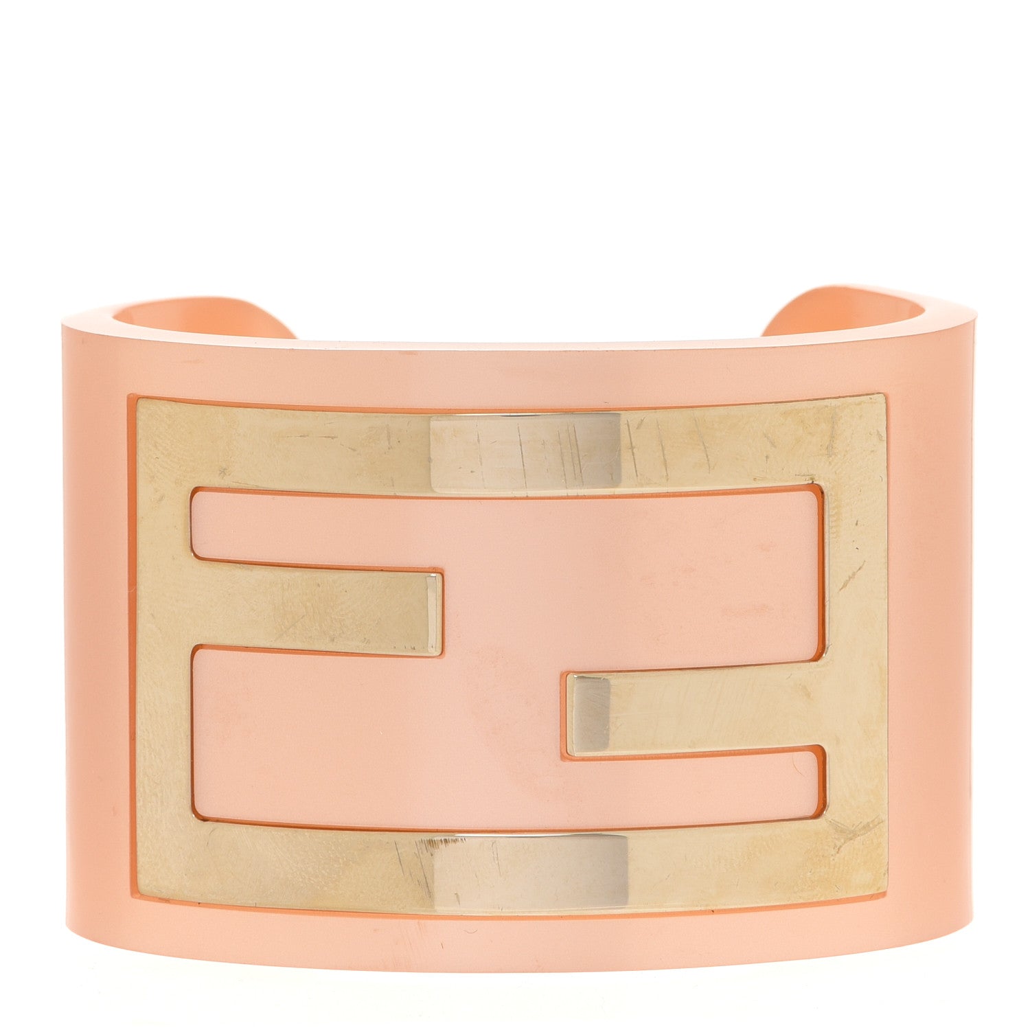 Fendi Resin FF Logo Cuff Bracelet Pink 1 of 5