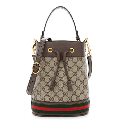 Gucci GG Supreme Monogram Web Small Ophidia Bucket Bag Brown 1 of 10