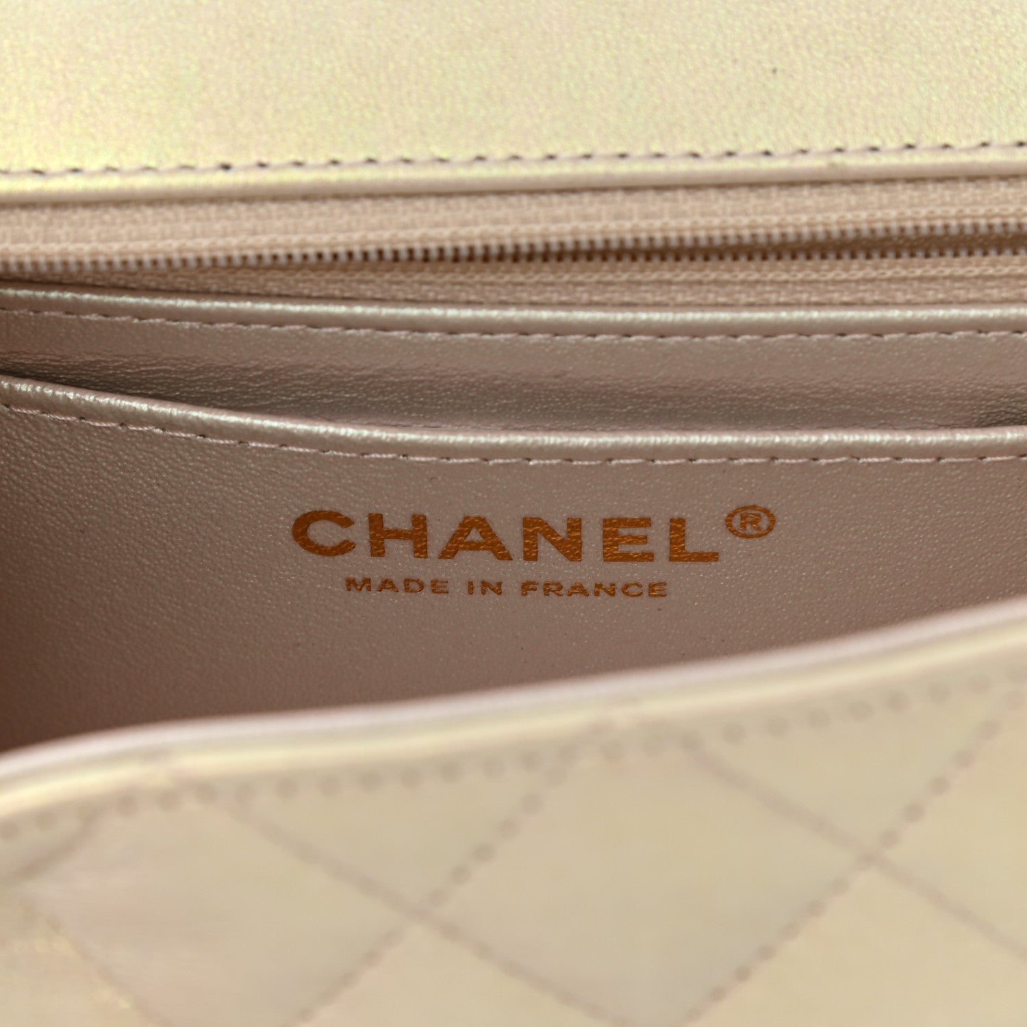 Chanel Iridescent Lambskin Quilted Mini Rectangular Flap Ivory 6 of 13