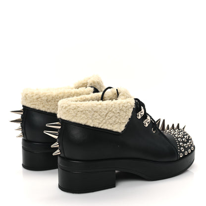 Gucci Calfskin Faux Shearling Studded Victor Ankle Boots 36 Black Mystic White 4 of 7