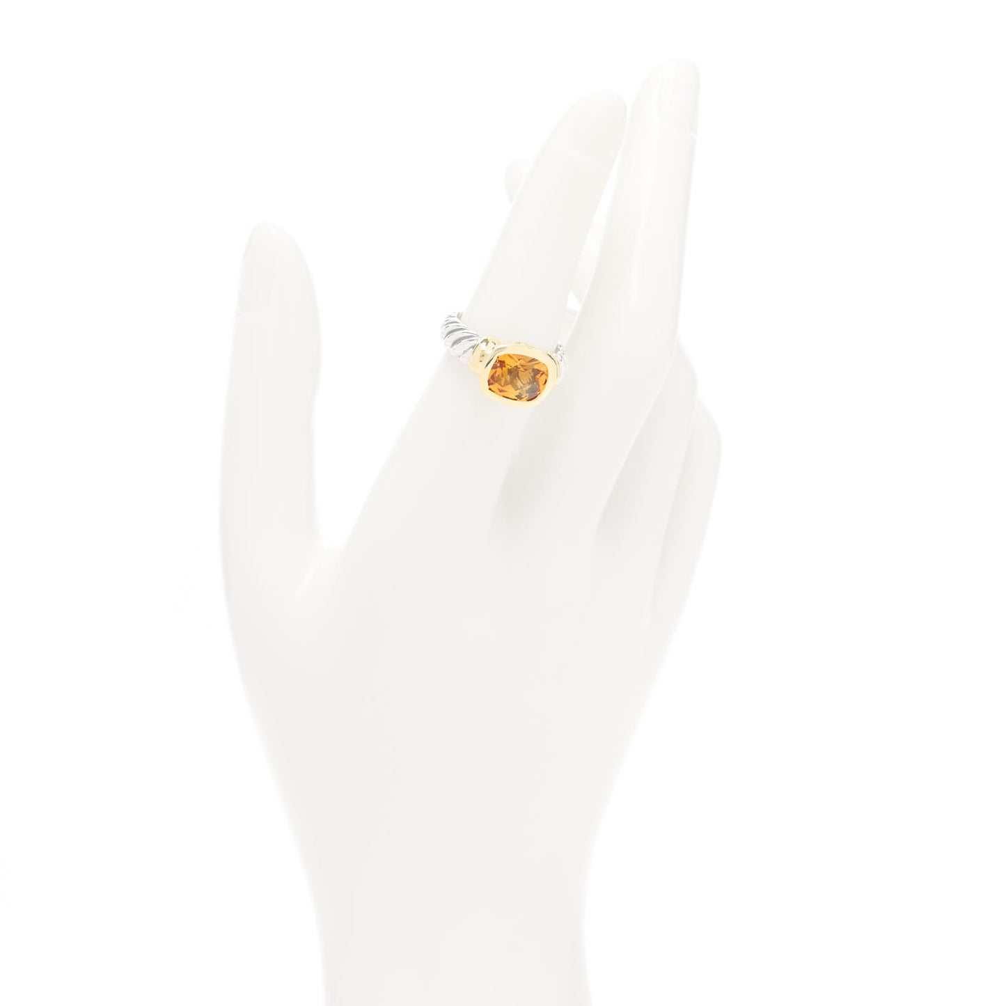 Sterling Silver 14K Yellow Gold Citrine 10mm Noblesse Ring 53 6.25