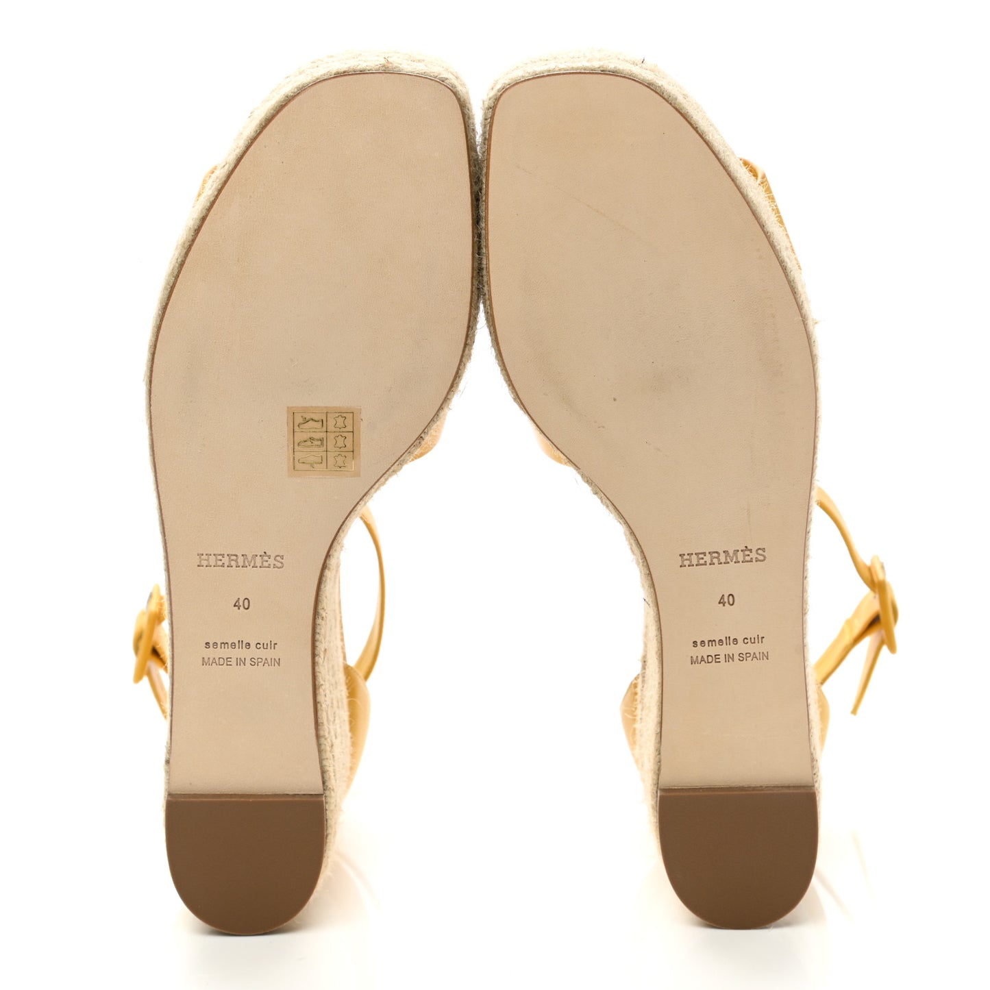 Goatskin Elda Espadrille Wedge Sandals 40 Jaune Sable