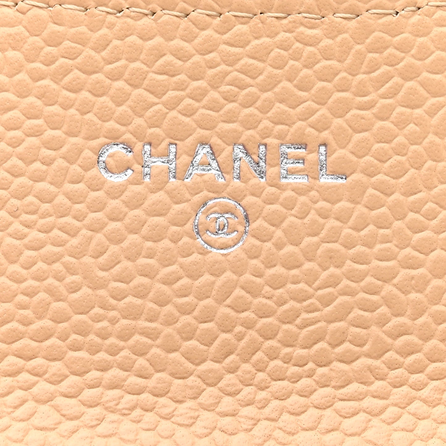 Caviar Quilted Flap Card Holder Wallet Beige