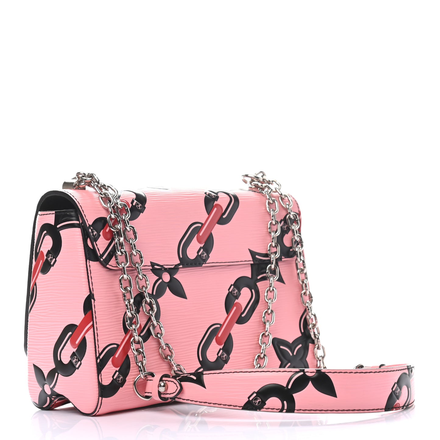 Epi Chain Flower Twist Shoulder Bag MM Pink