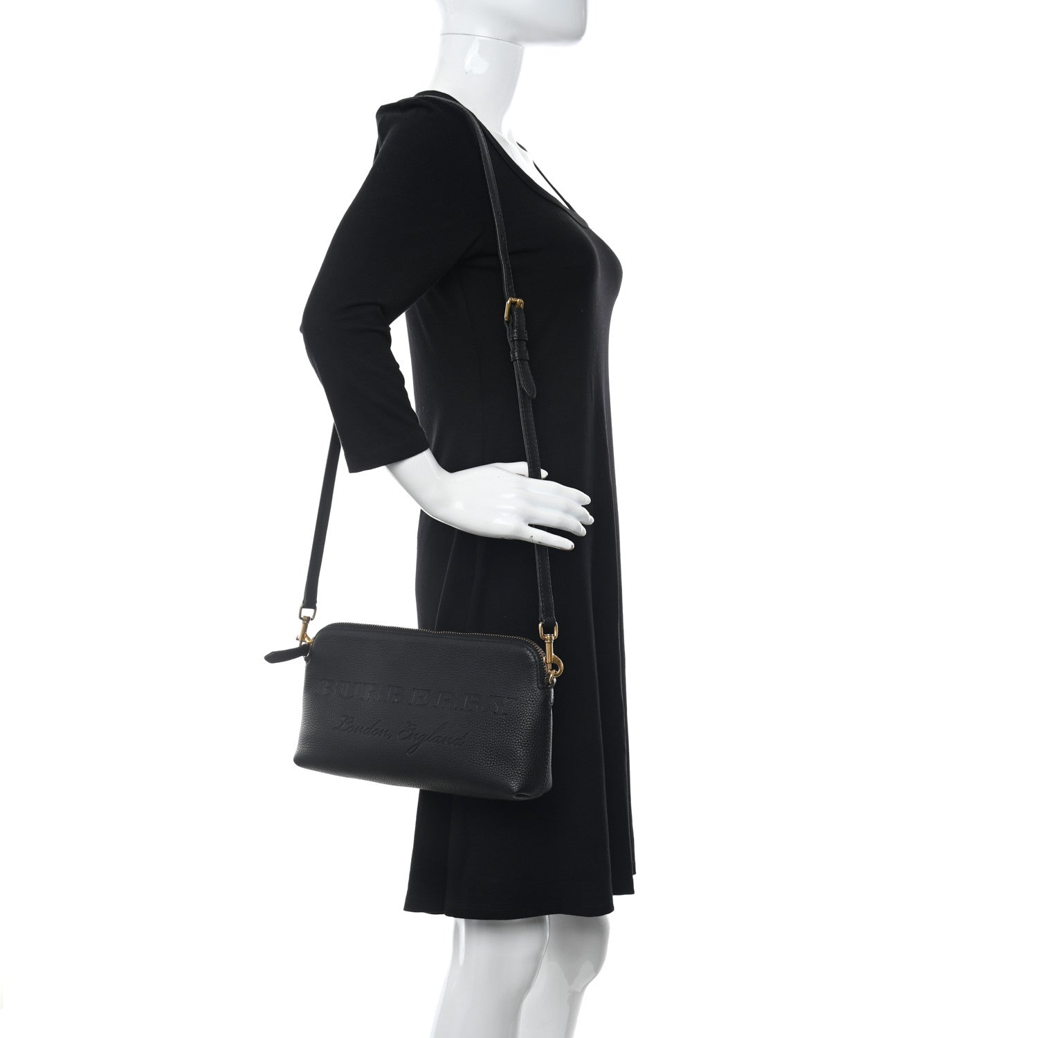Burberry Grainy Calfskin Embossed Crossbody Bag Black 2 of 9