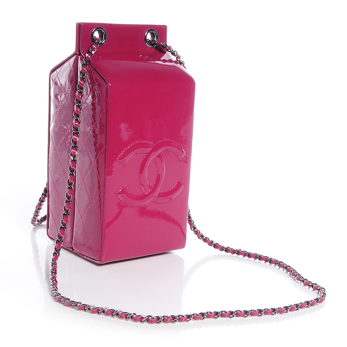 Patent Milk Carton Bag Dark Pink