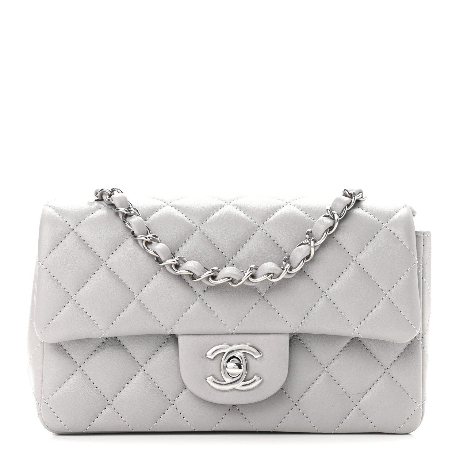 Chanel Lambskin Quilted Mini Rectangular Flap Grey 1 of 9