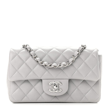 Chanel Lambskin Quilted Mini Rectangular Flap Grey 1 of 9