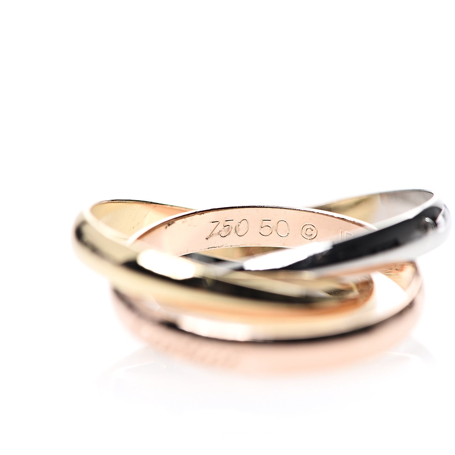 Cartier 18K Pink Yellow White Gold Small Trinity Ring 50 5.25 4 of 7