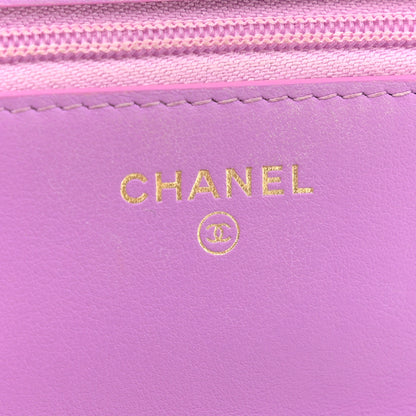 Chanel Patent Quilted Wallet On Chain WOC Purple 6 of 13