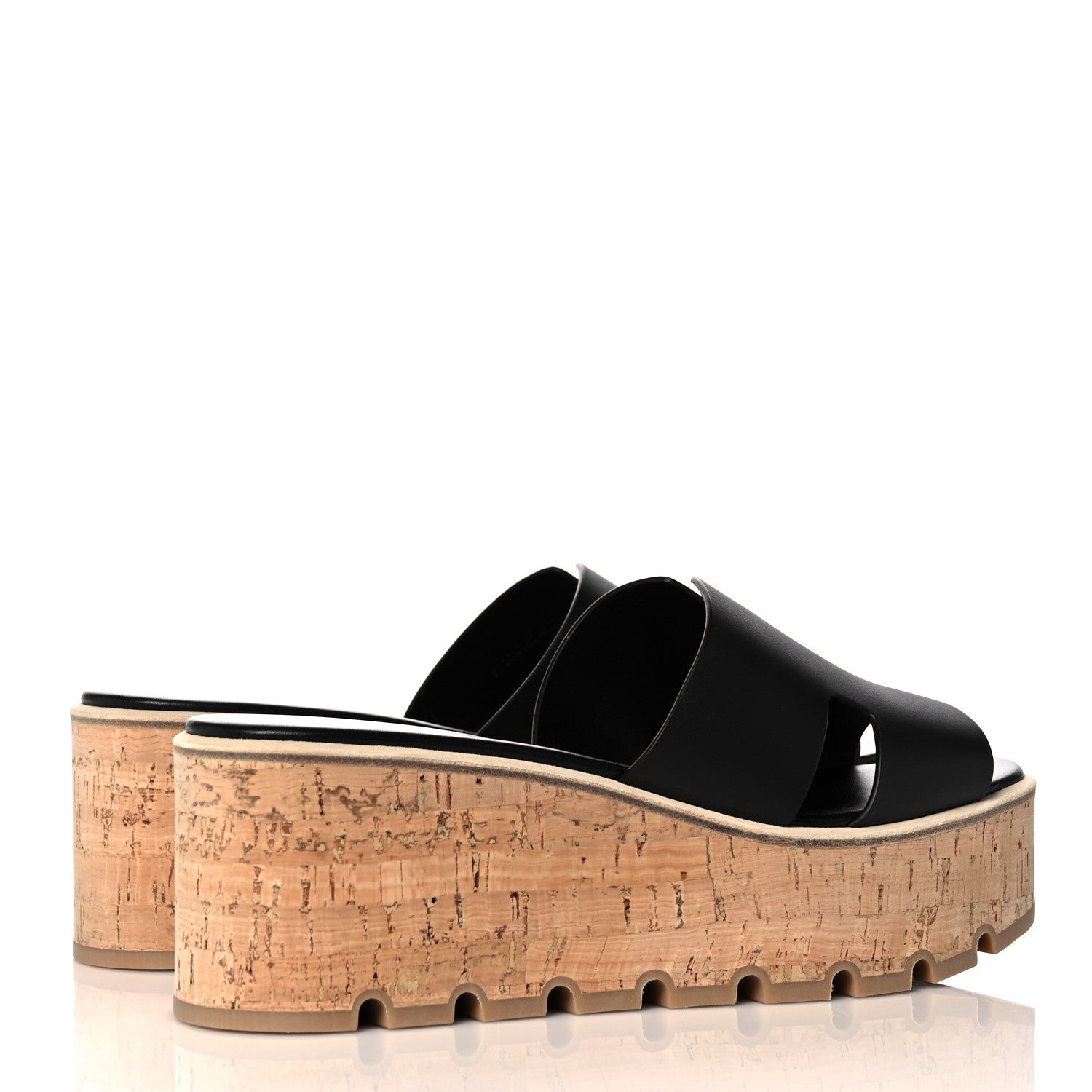 Hermes Calfskin Cork Eze 30 Sandals 40 Black 4 of 9