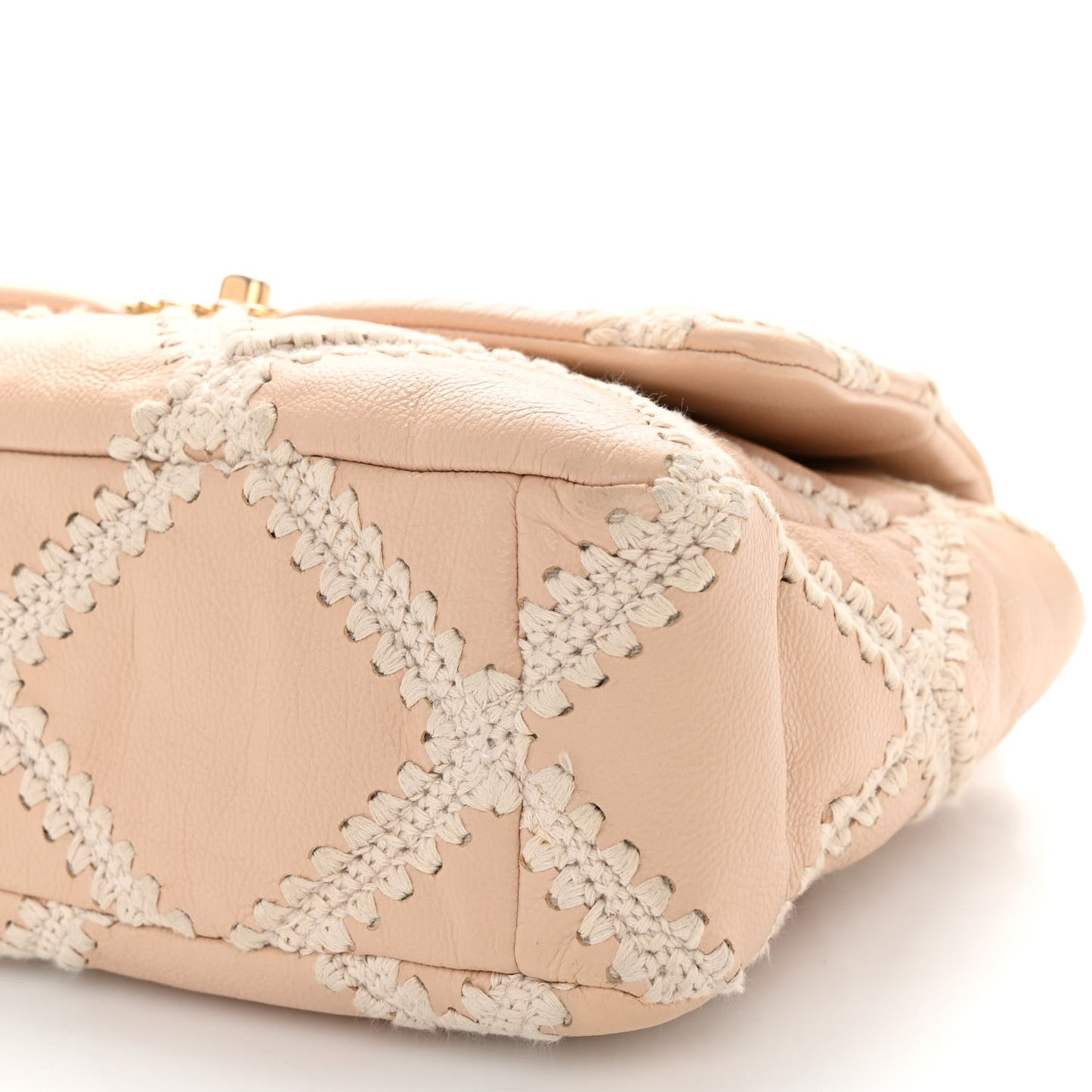Calfskin Crochet Large Chanel 19 Flap Beige