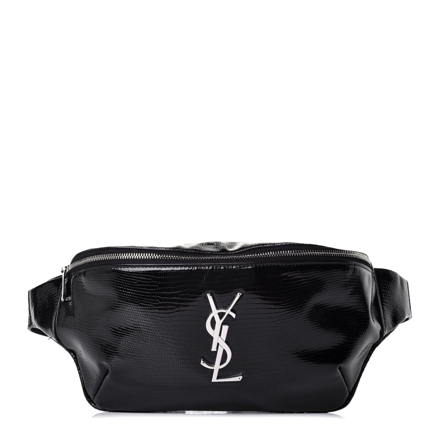 Lizard Embossed Calfskin Belt Bag Black