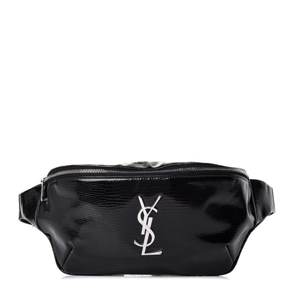 Saint Laurent Lizard Embossed Calfskin Belt Bag Black 1 of 8