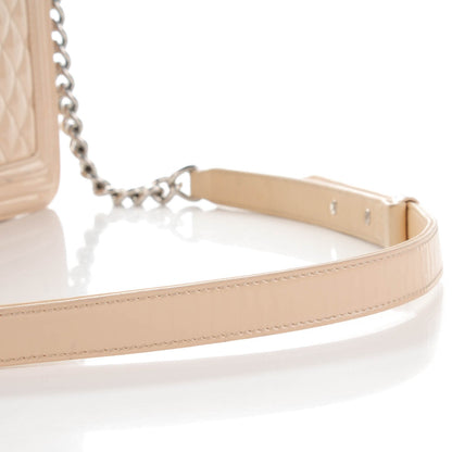 Chanel Patent Calfskin New Medium Boy Flap Plexiglass Beige 9 of 12