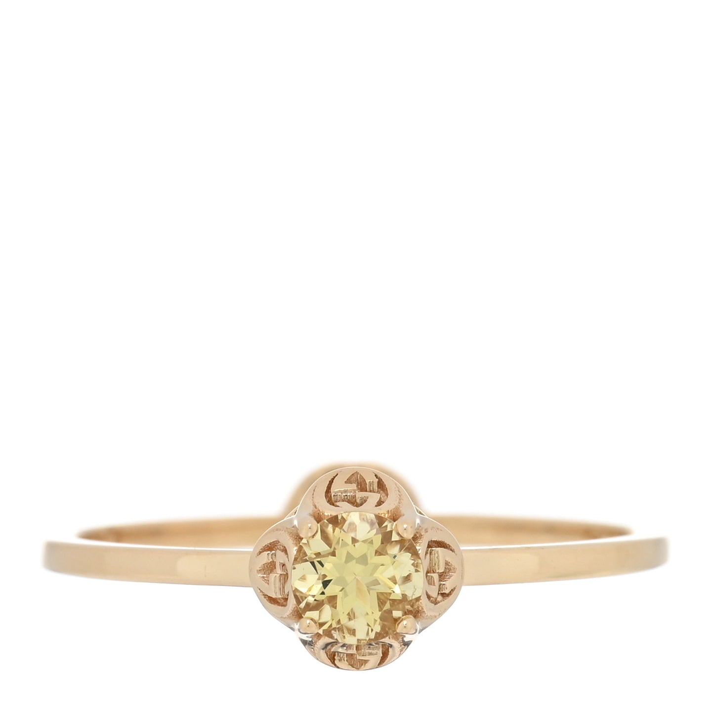 18K Yellow Gold Yellow Beryl Interlocking G Ring 54 7