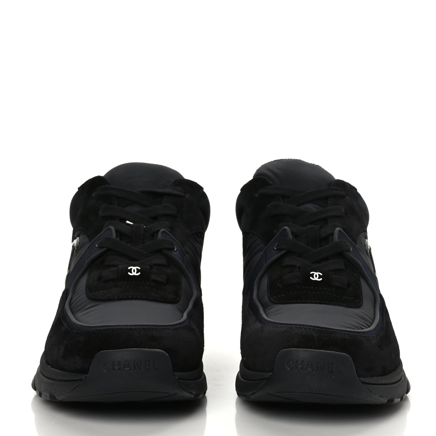 Mixed Fibers Calfskin Suede CC Sneakers 42 Black
