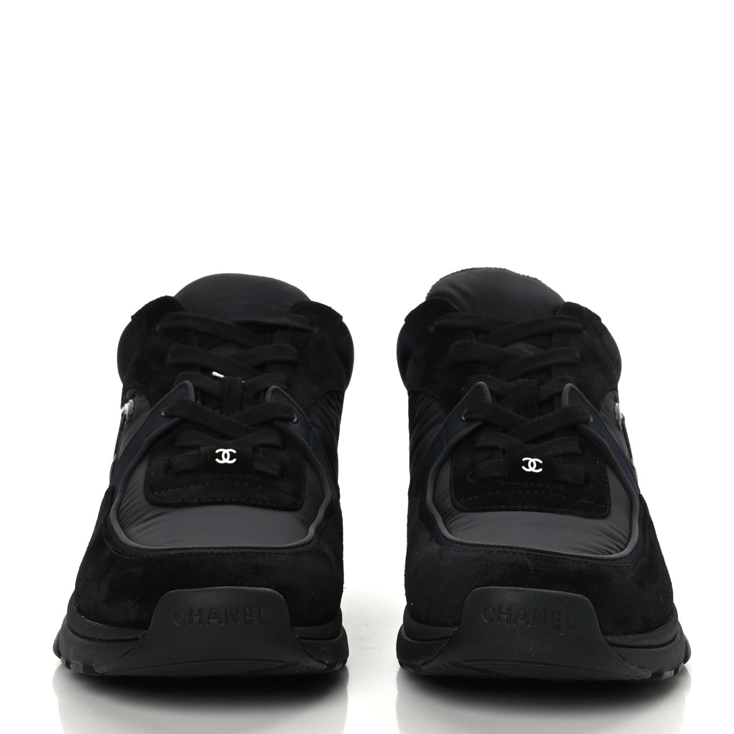 Chanel Mixed Fibers Calfskin Suede CC Sneakers 42 Black 3 of 7