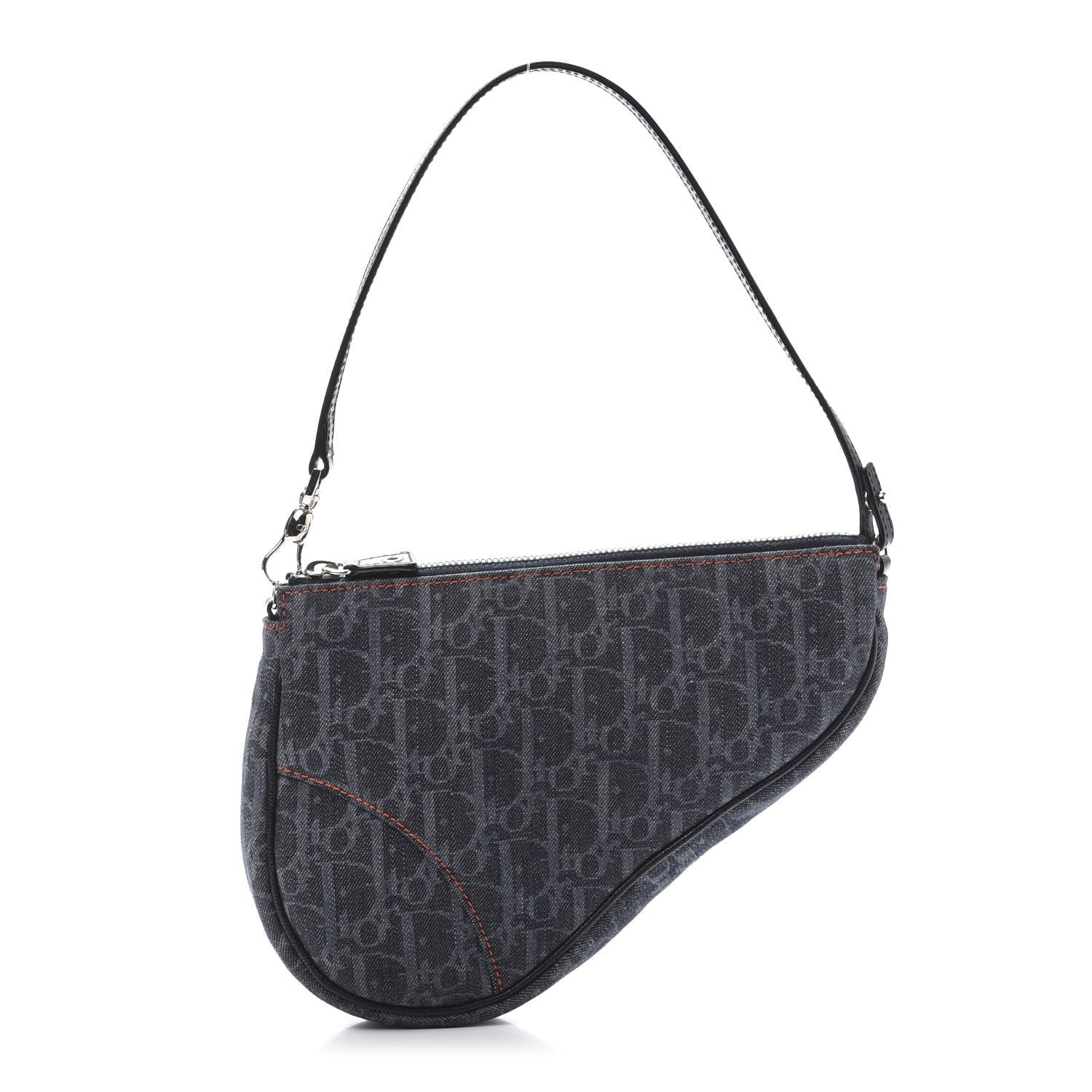 Christian Dior Denim Monogram Mini Saddle Pochette Navy 1 of 10