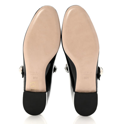 Miu Miu Patent Crystal Mary Jane Flats 36.5 Black 6 of 9