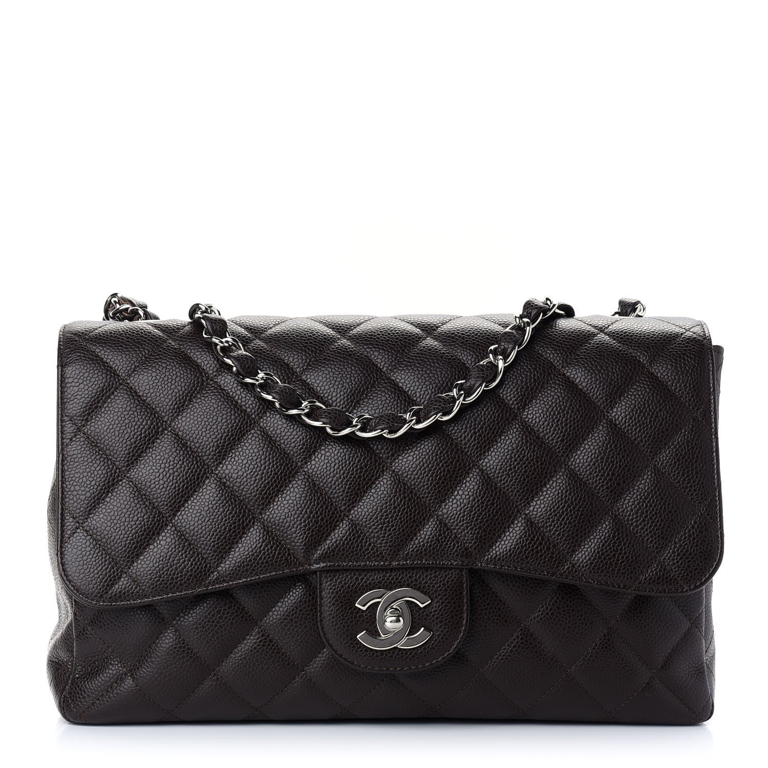 Chanel Caviar Quilted Jumbo Single Flap Dark Brown 1 of 8