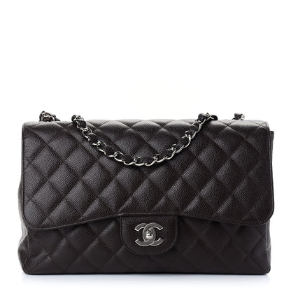 Chanel Caviar Quilted Jumbo Single Flap Dark Brown 1 of 8