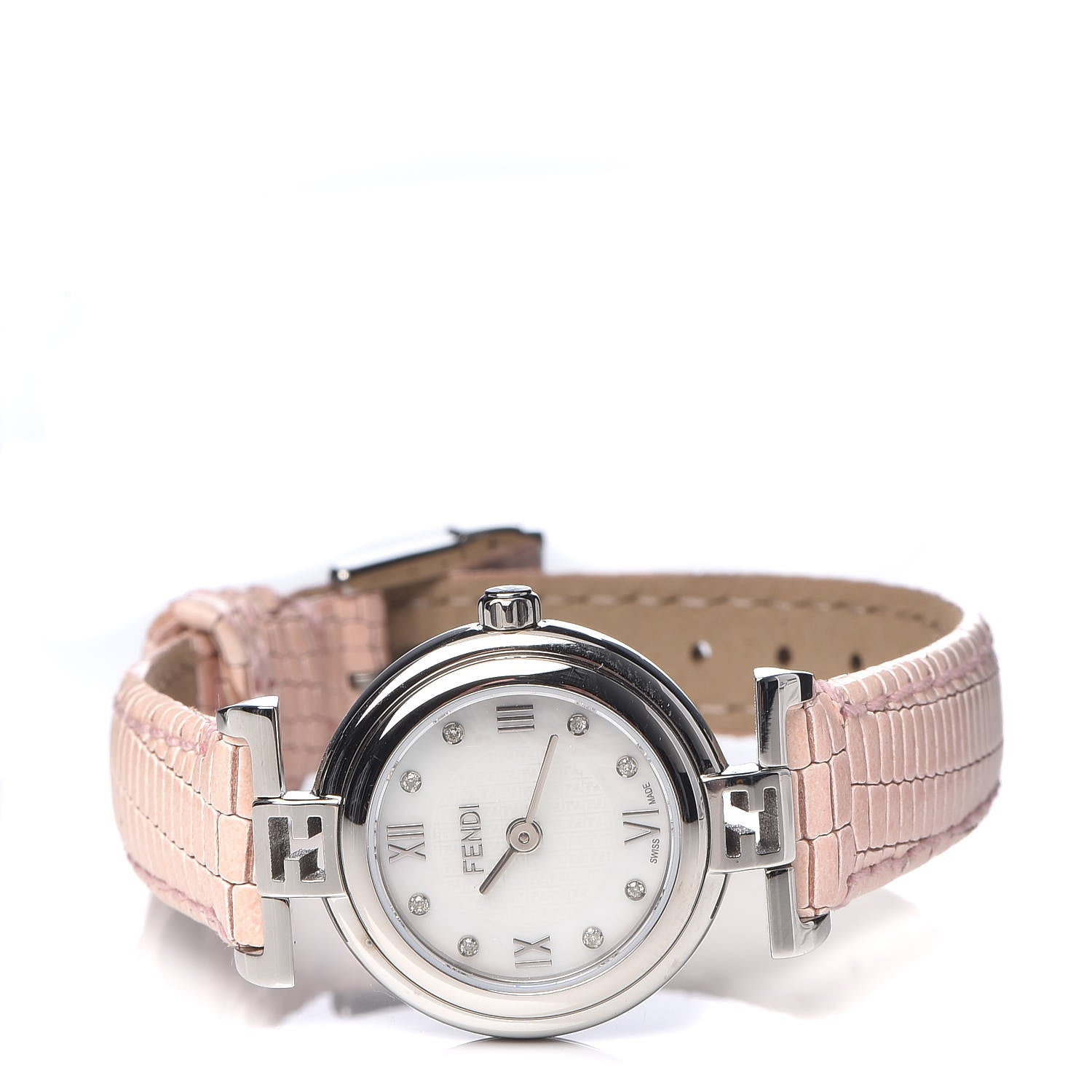 Fendi Stainless Steel Calfskin Diamond Pink Mother of Pearl 23mm Moda Quartz Watch 3 of 8