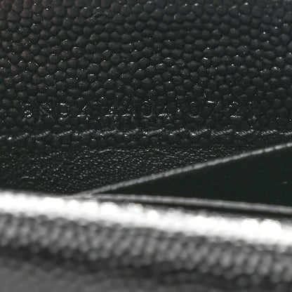 Saint Laurent Grain De Poudre Matelasse Chevron Small Monogram Envelope Wallet Black 7 of 7