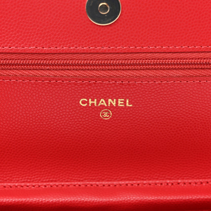 Chanel Caviar Quilted Wallet On Chain WOC Red 6 of 13