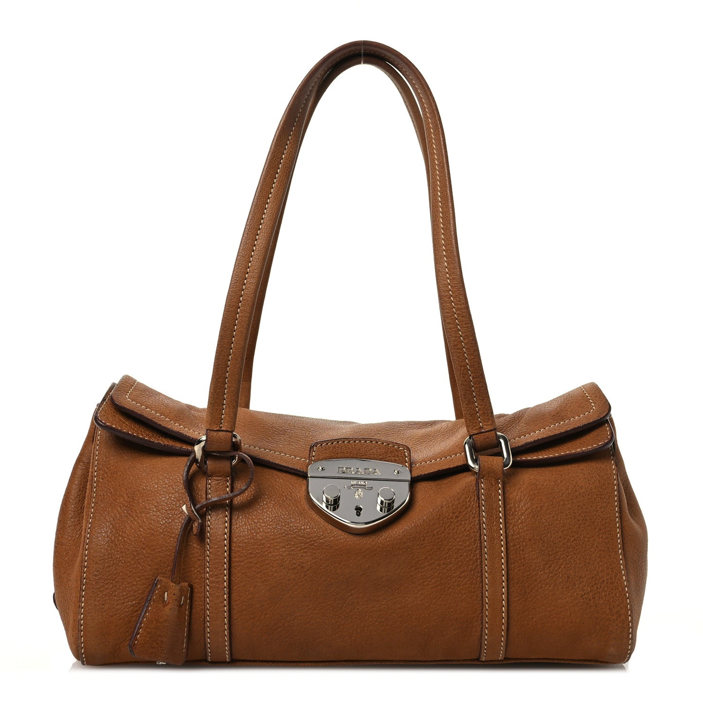 Vitello Foldover Pushlock Flap Shoulder Bag Sughero