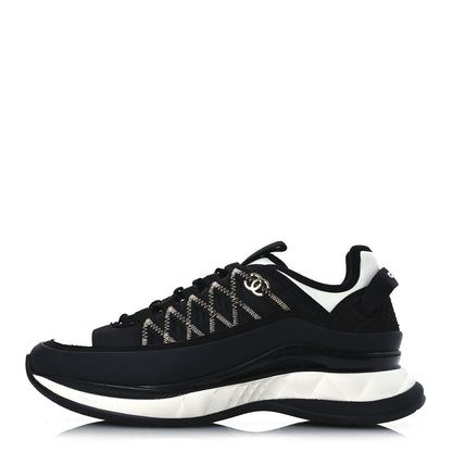 Chanel Mixed Fibers Suede Calfskin CC Sneakers 39 White Black 1 of 11