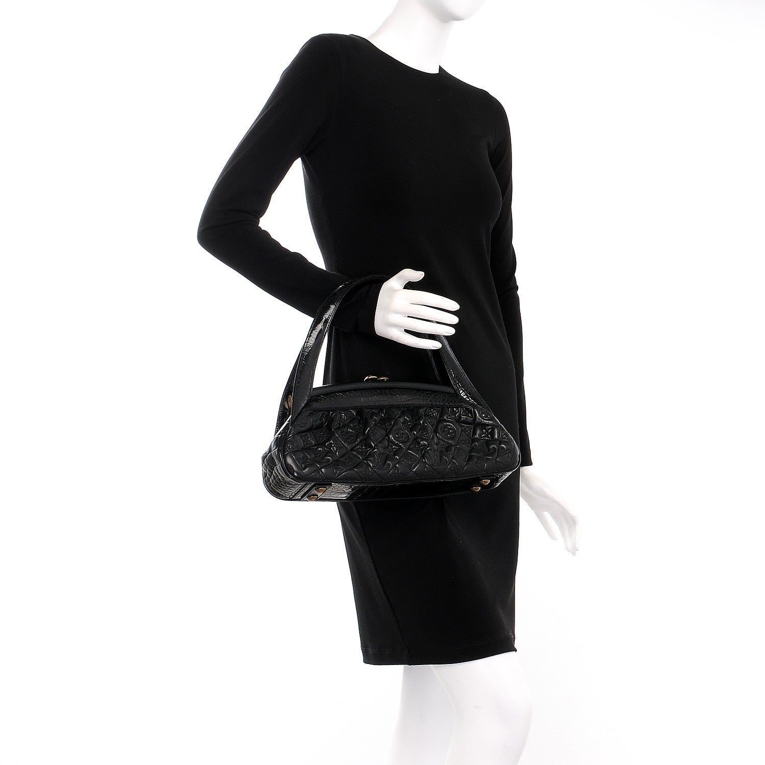 Louis Vuitton Alligator Vienna Sac Fermoir MM Black 2 of 7