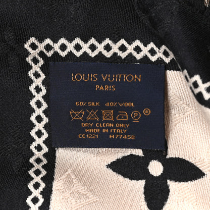 Louis Vuitton Silk Wool Monogram Croisillon Shawl Cream 3 of 3