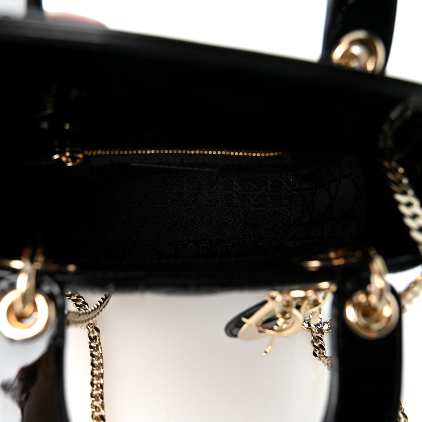 Patent Cannage Mini Lady Dior Black