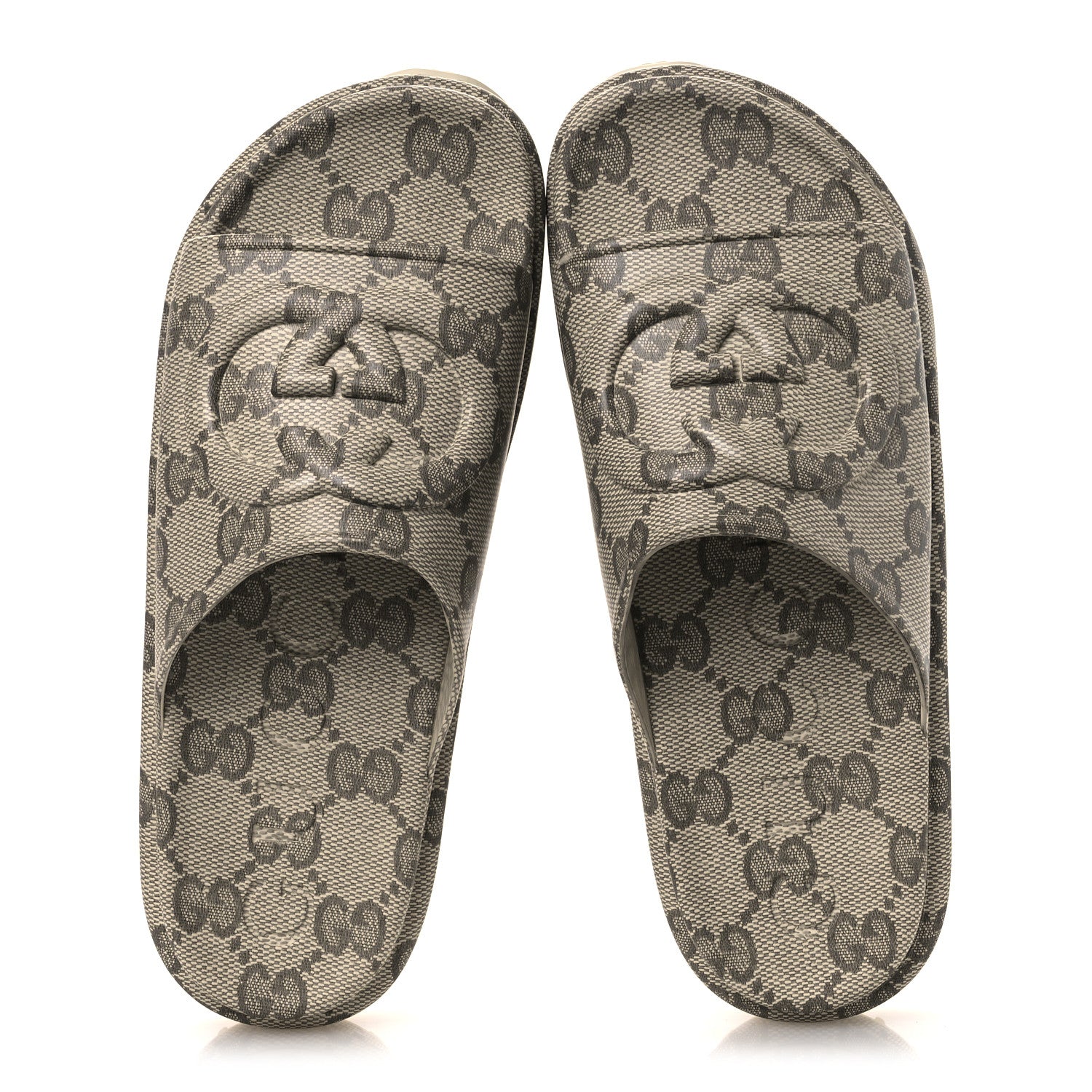 Gucci Cubic Rubber GG Monogram Womens Interlocking G Platform 42mm Slide Sandals 42 Beige Ebony 2 of 12
