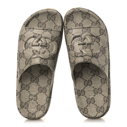 Gucci Cubic Rubber GG Monogram Womens Interlocking G Platform 42mm Slide Sandals 42 Beige Ebony 2 of 12