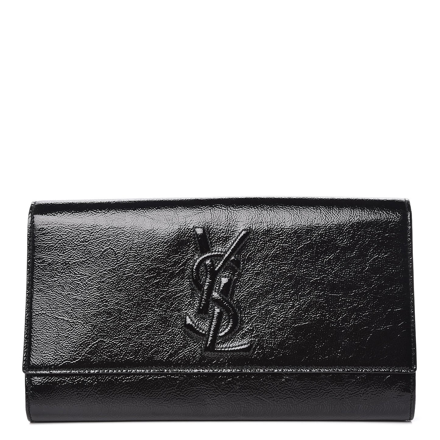 Textured Patent Monogram Large Belle De Jour Clutch Black
