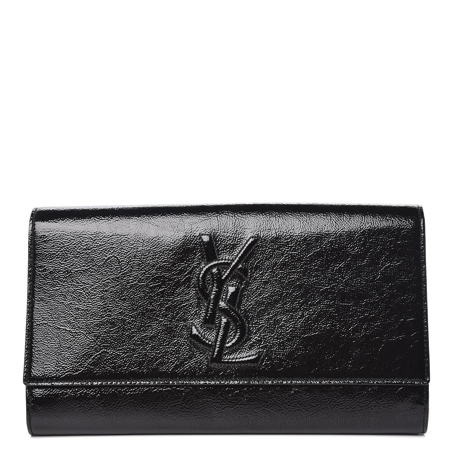Saint Laurent Textured Patent Monogram Large Belle De Jour Clutch Black 1 of 9