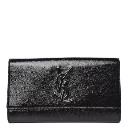 Saint Laurent Textured Patent Monogram Large Belle De Jour Clutch Black 1 of 9