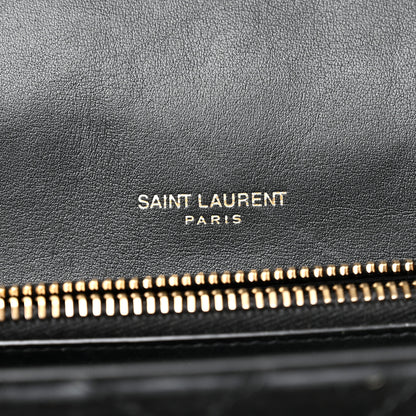 Saint Laurent Suede Matelasse Chevron Monogram Medium College Bag Black 6 of 11