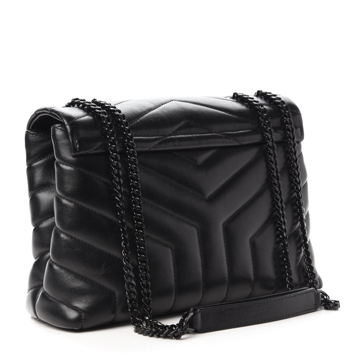 Calfskin Y Quilted Monogram Small Loulou Chain Satchel Black