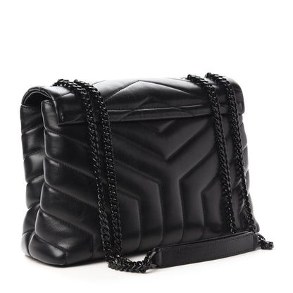 Saint Laurent Calfskin Y Quilted Monogram Small Loulou Chain Satchel Black 4 of 10