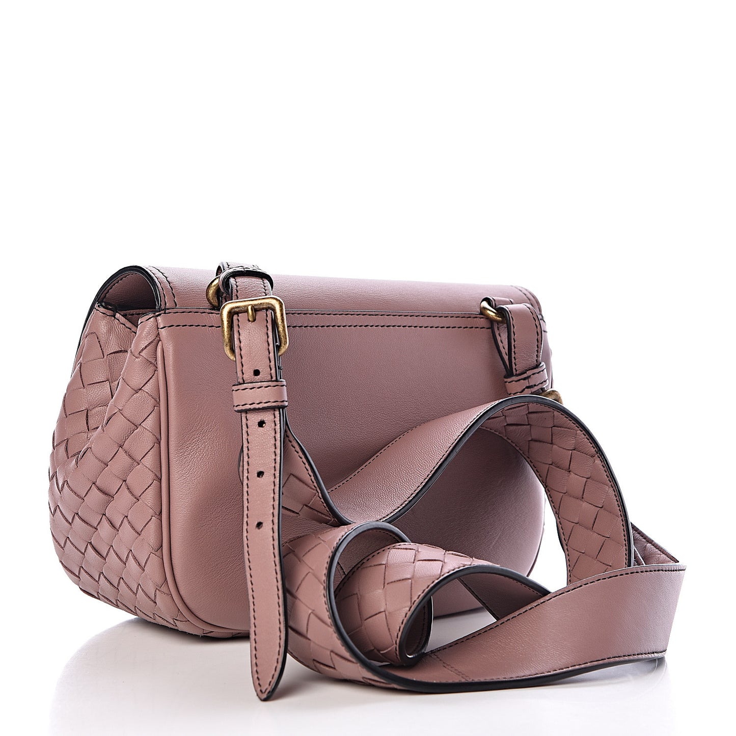 Nappa Intrecciato BV Luna Shoulder Bag Deco Rose