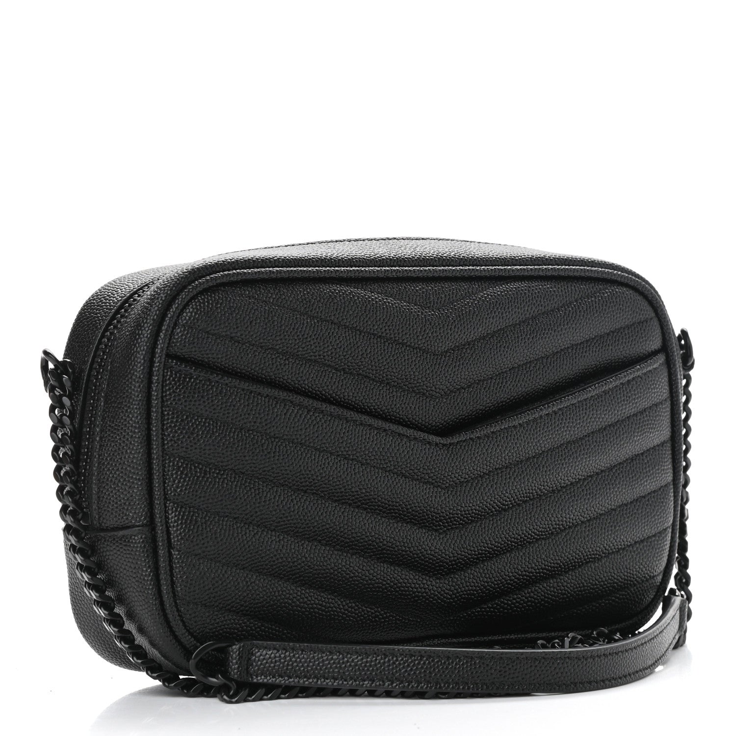 Saint Laurent Grain De Poudre Matelasse Monogram Mini Lou Camera Bag Black 2 of 9