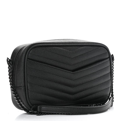Saint Laurent Grain De Poudre Matelasse Monogram Mini Lou Camera Bag Black 2 of 9