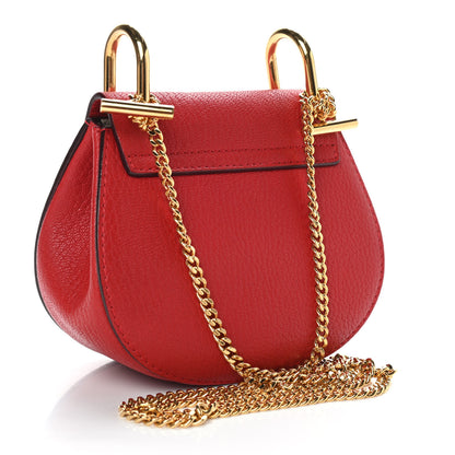 Chloe Grained Lambskin Mini Drew Shoulder Bag Plaid Red 3 of 9
