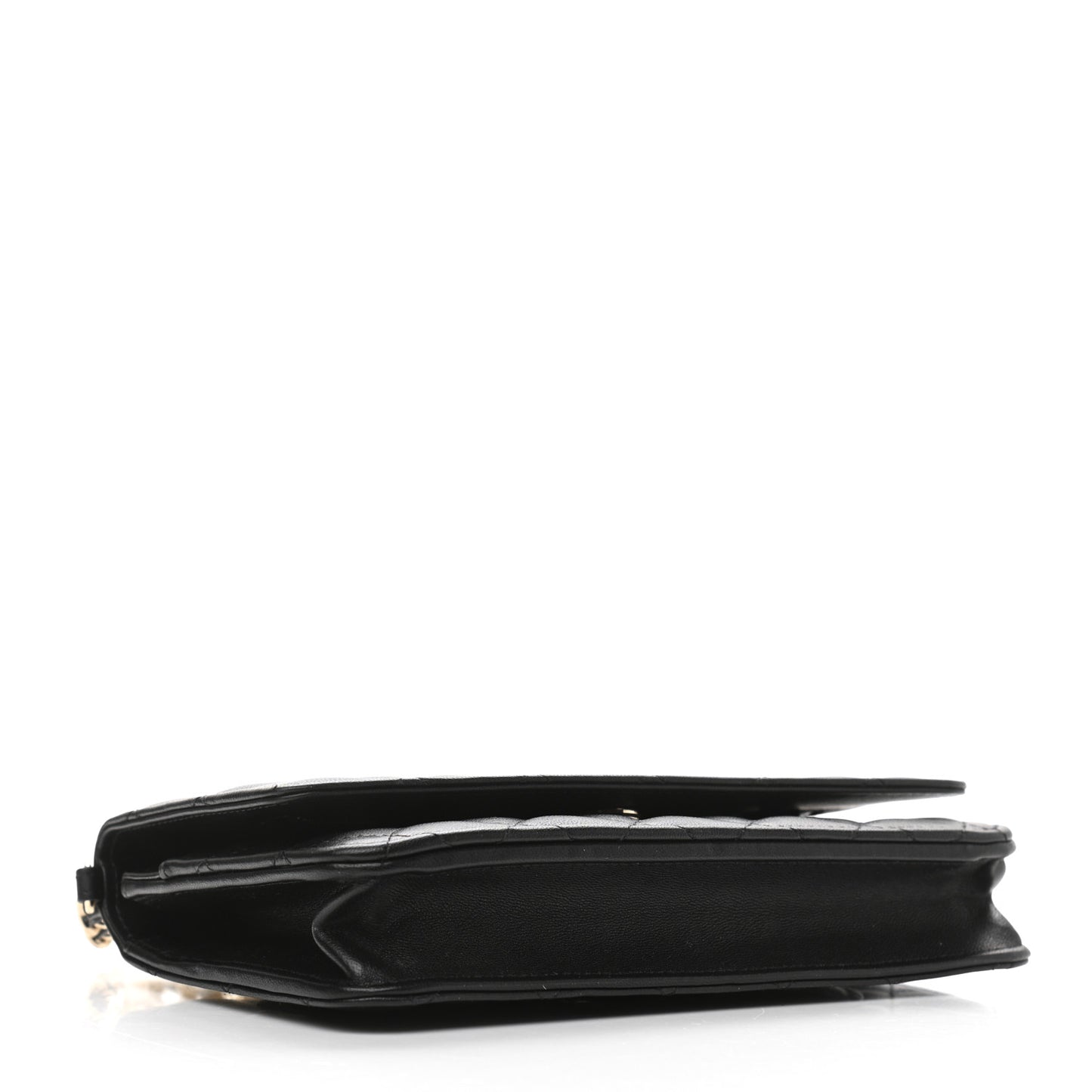 Lambskin Quilted Pearl Wallet On Chain WOC Black
