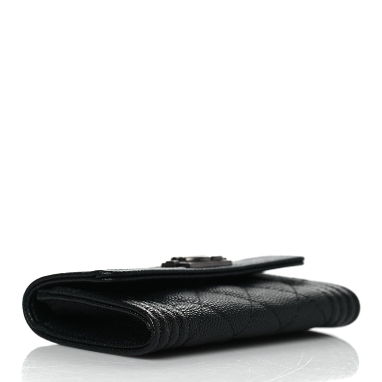 Caviar Quilted Boy Flap Card Holder Black