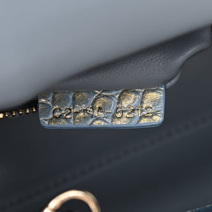 Christian Dior Metallic Alligator Mini Lady Dior Metal Blue 7 of 10