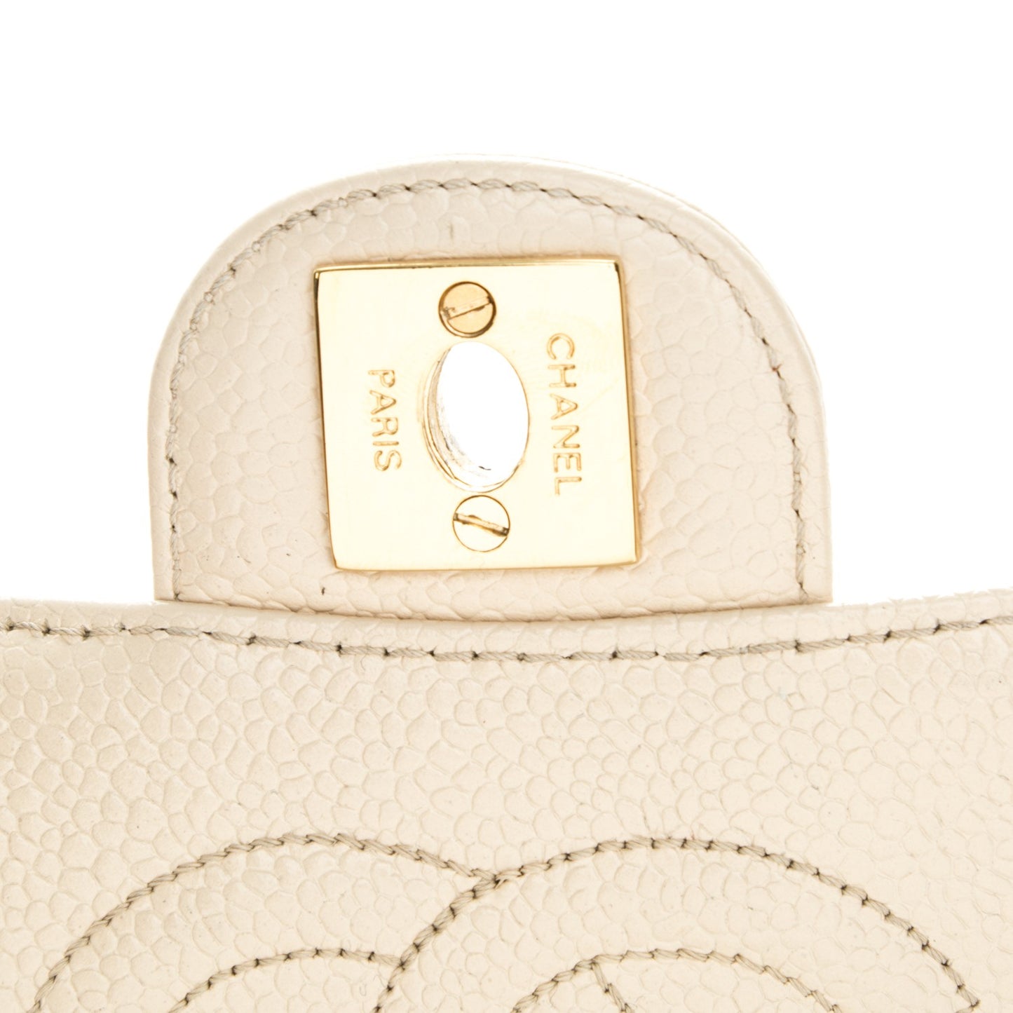 Caviar Quilted Mini Square Flap Light Beige